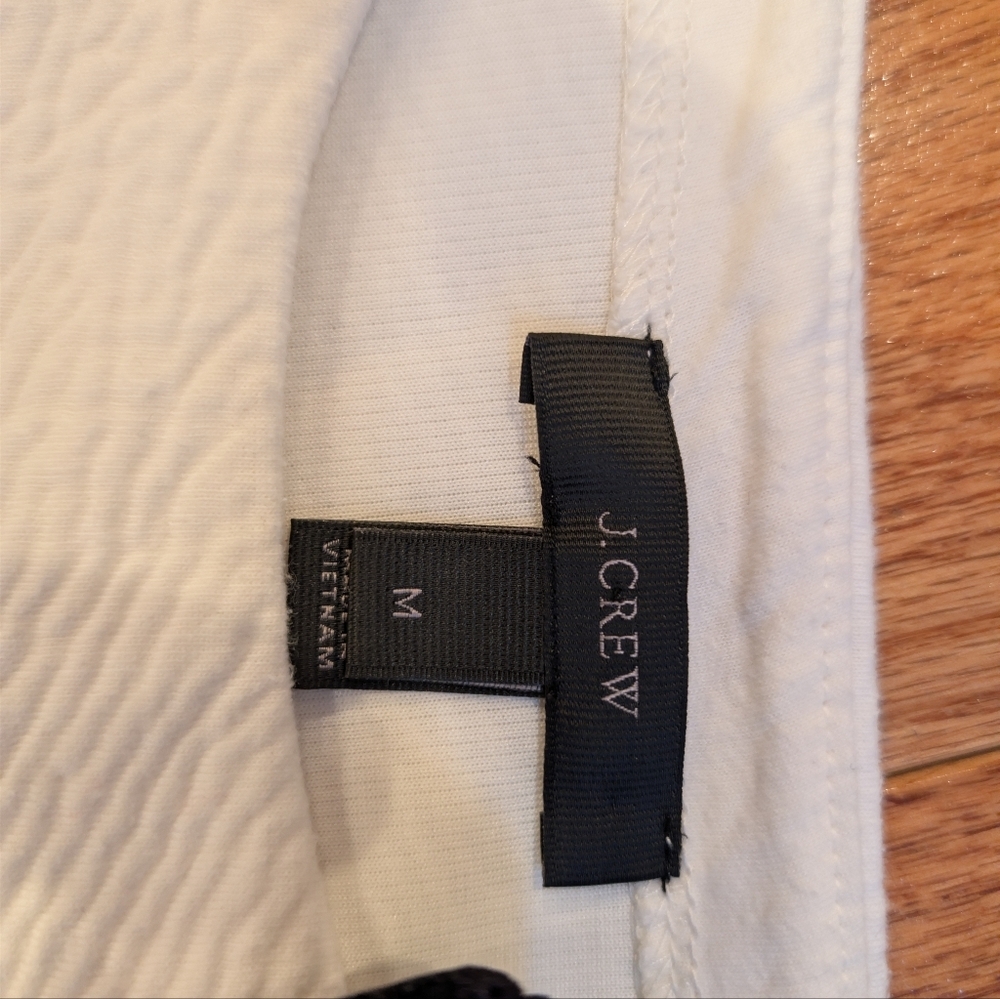 J. Crew White Bow-Detail Sweatshirt Medium Cotton Blend Coquette Minimal - Picture 5 of 7